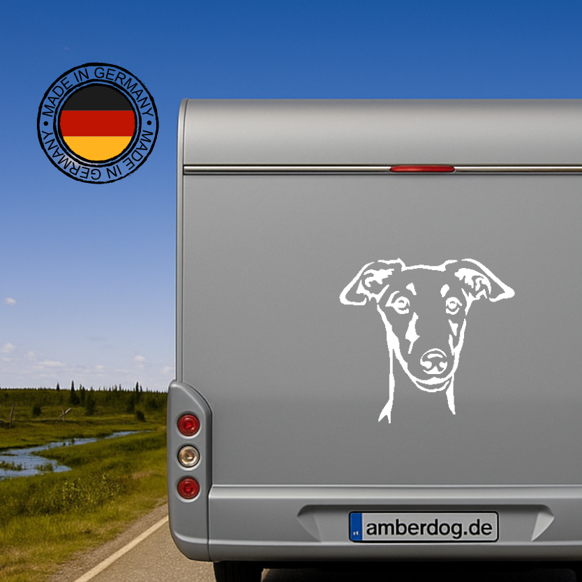 Galgo Kopf Auto Wohnmobil Aufkleber Weiß