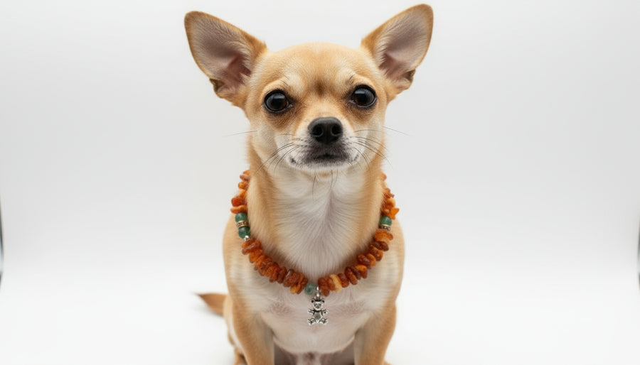 Hund Bernsteinkette mit Jade