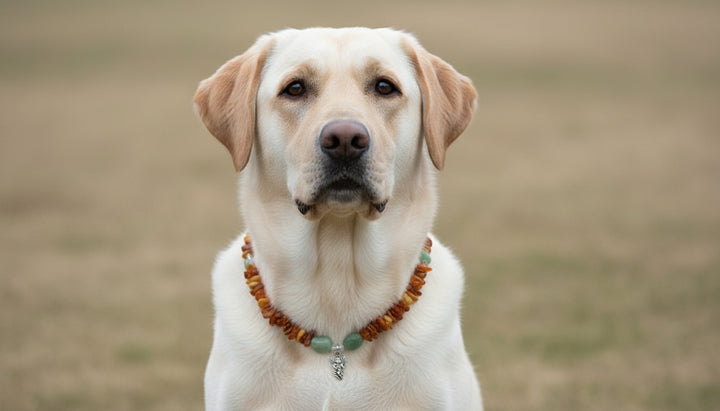 Hunde Bernsteinkette Bergkristall & Aventurin 48cm