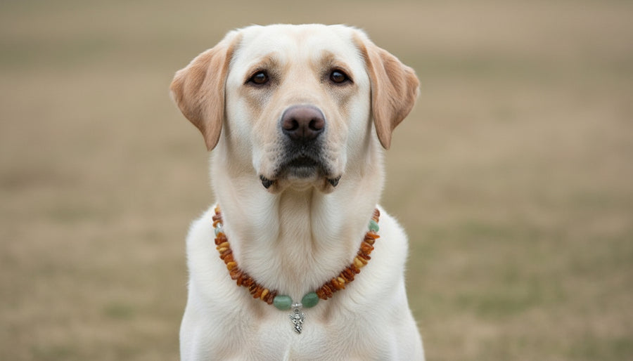 Hunde Bernsteinkette Bergkristall & Aventurin 48cm