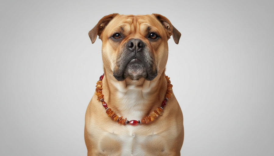 Hunde Bernsteinkette Jaspis & Achat 51cm