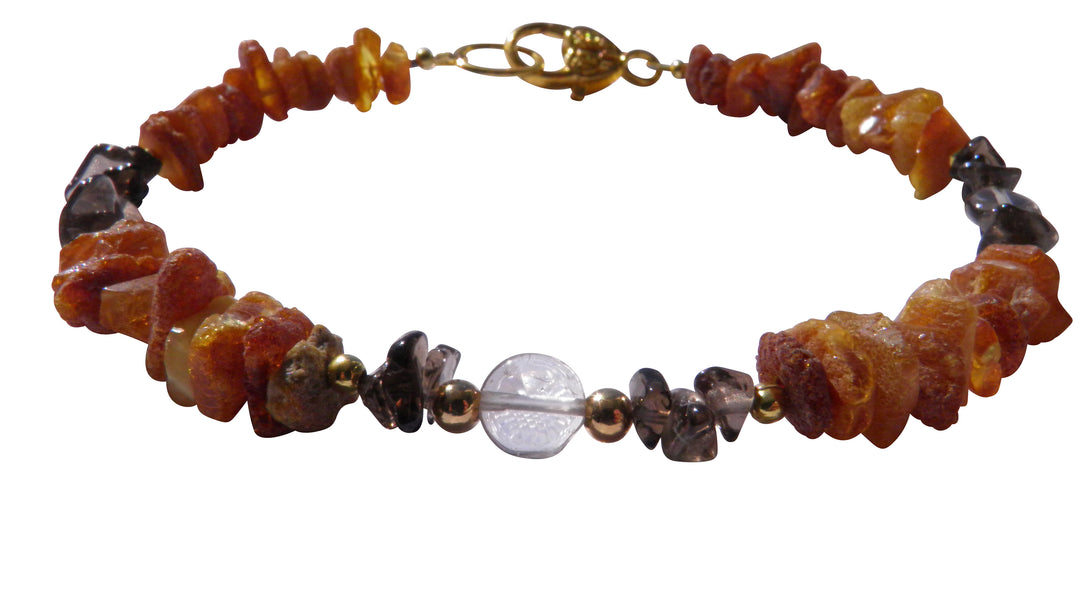 Hunde Bernsteinkette Rauchquarz 30cm