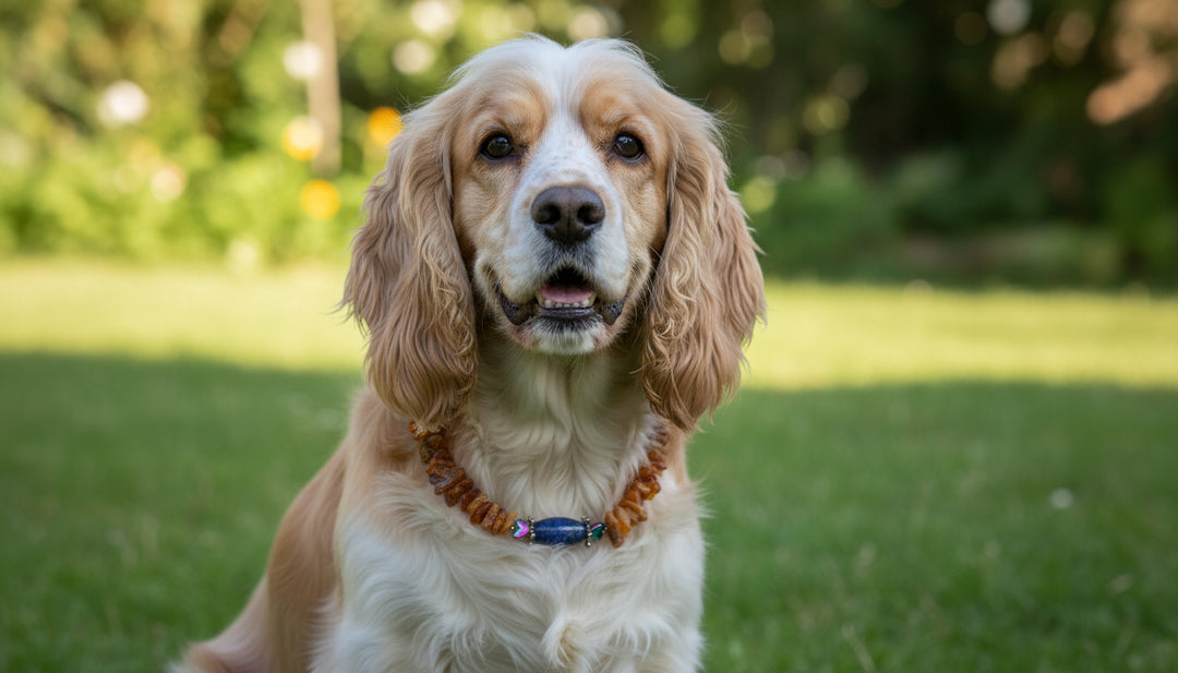 Hunde Bernsteinkette mit Lapislazuli und Hämatit Länge 33cm