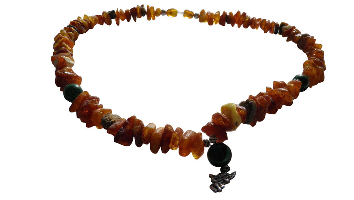 Hunde Bernsteinkette mit Malachit