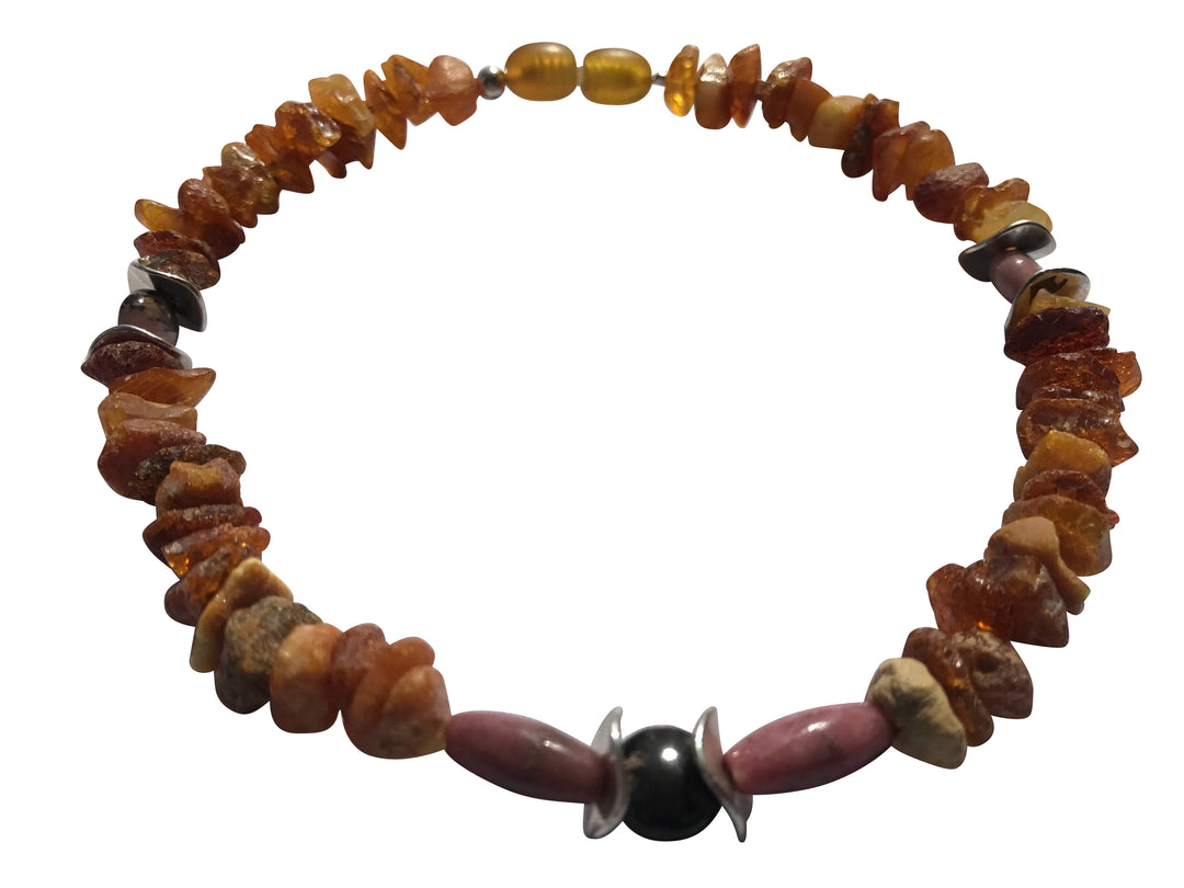 Hunde Halskette Bernsteinkette Rhodonit 