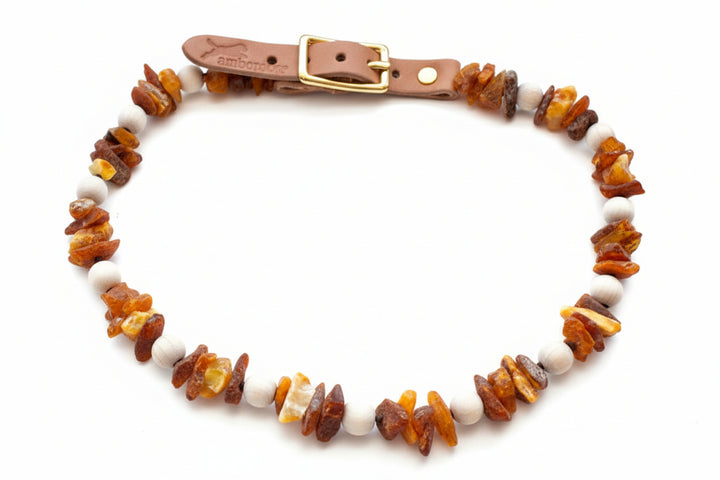 Hunde Bernsteinkette mit Holz