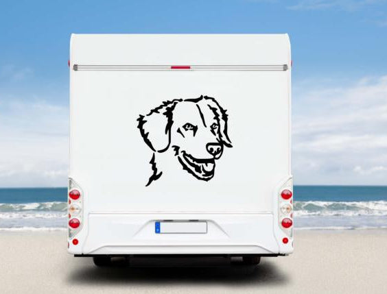 Duck Tolling Retriever Kopf Aufkleber schwarz am Wohnmobil - Hund Autoaufkleber amberdog
