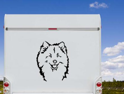 Eurasier Kopf Aufkleber schwarz am Wohnmobil - Hund Autoaufkleber amberdog