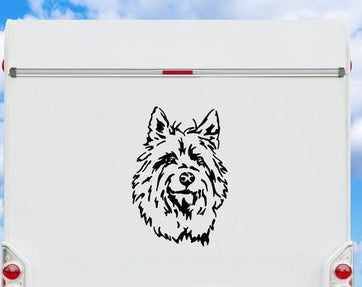 Australian Terrier Kopf Aufkleber schwarz am Wohnmobil - Hund Autoaufkleber amberdog