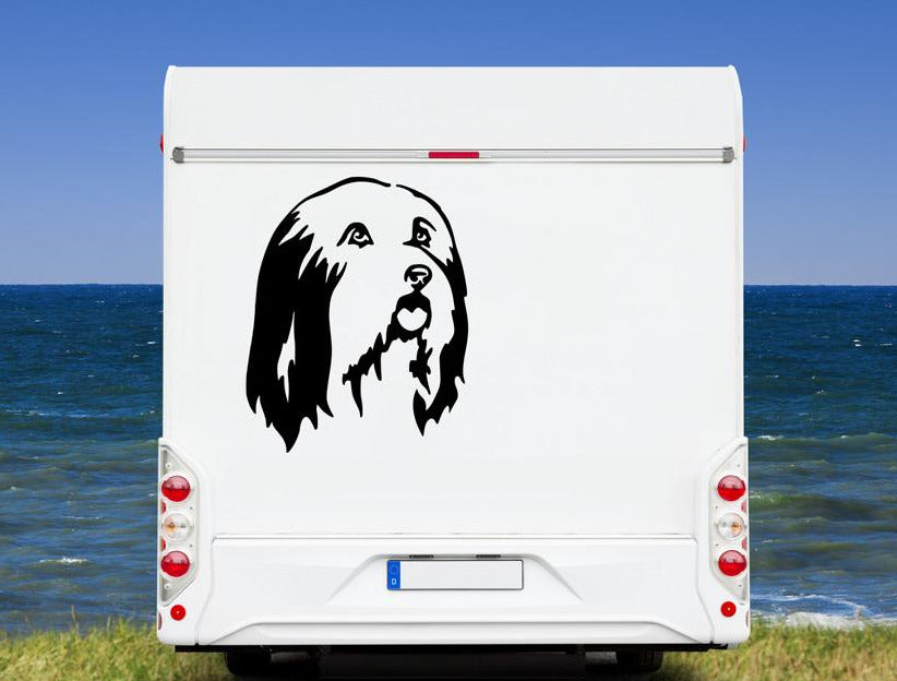 Bearded Collie Kopf Aufkleber schwarz am Wohnmobil - Hund Autoaufkleber amberdog