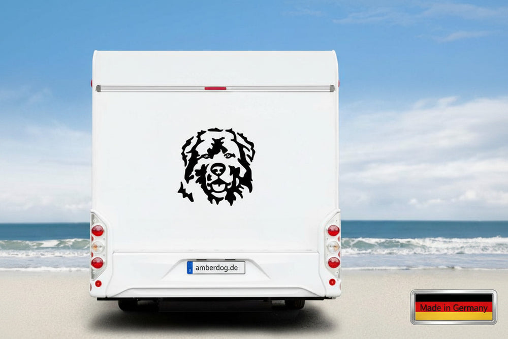 Kaukasier Kopf Aufkleber schwarz am Wohnmobil - Hund Autoaufkleber amberdog