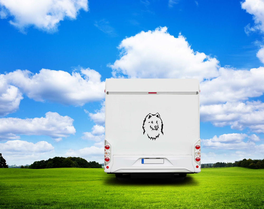 Samojede Kopf Auto Wohnmobil Aufkleber