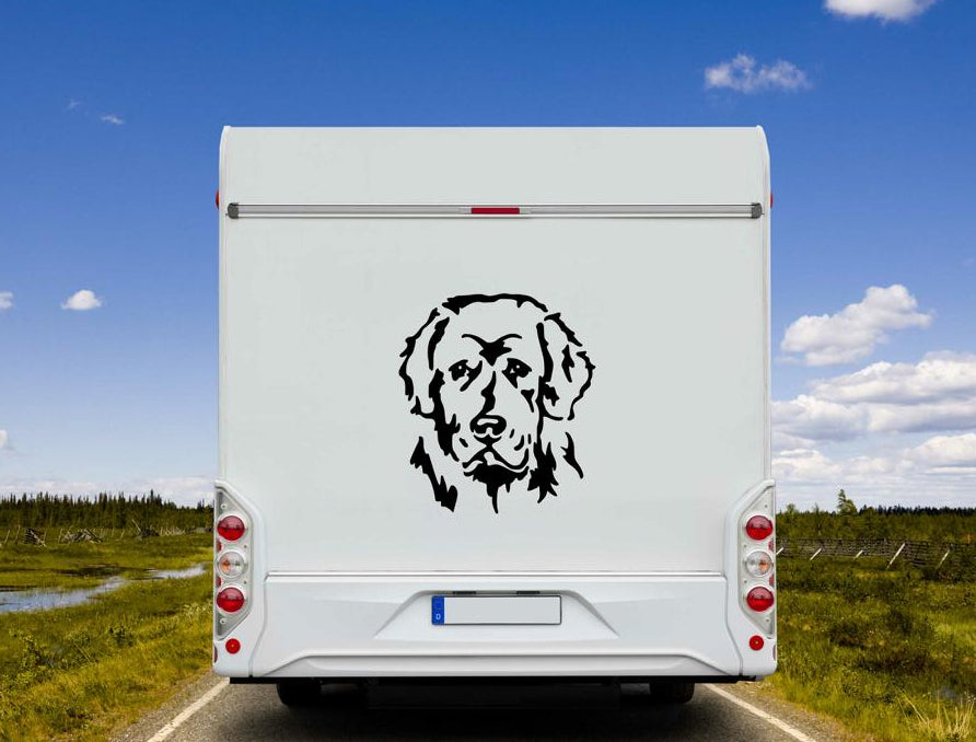 Neufundländer Kopf Aufkleber schwarz am Wohnmobil - Hund Autoaufkleber amberdog