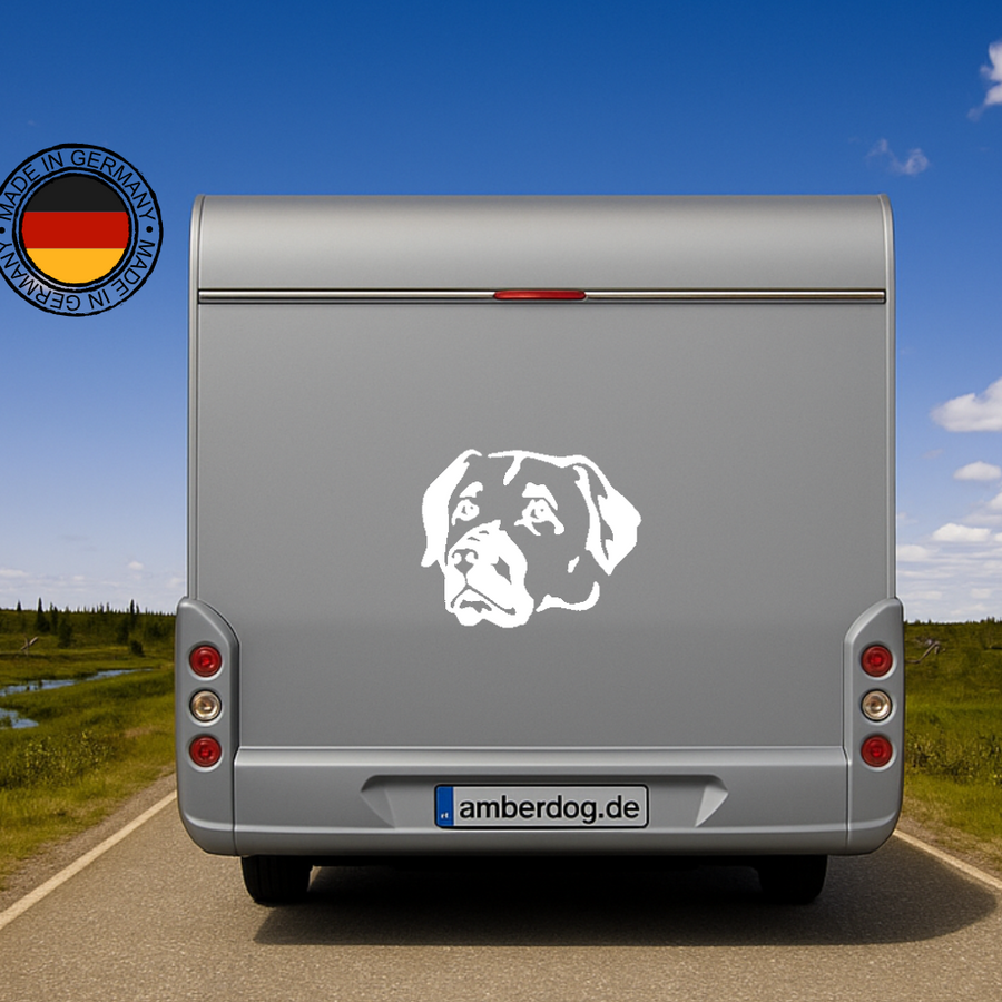 Kangal Kopf Aufkleber weiss am Wohnmobil - Tuerkischer Hirtenhund Autoaufkleber amberdog