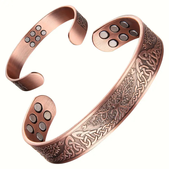 Herren Kupfer Armreif mit Magneten Lebensbaum mit keltischen Knoten