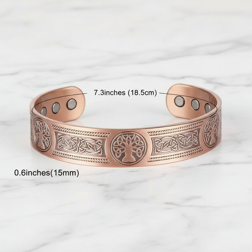 Kupferschmuck Armreif mit Magneten Lebensbaum für Herren-2