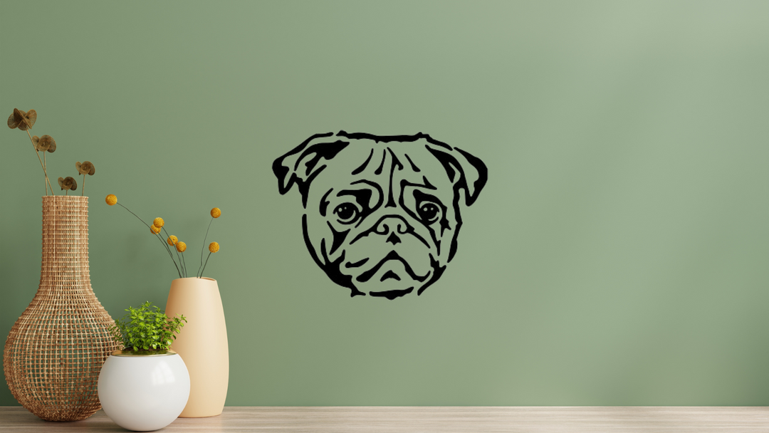 Mops Kopf Wandtattoo Wandbild Wandsticker Wandaufkleber Wanddekoration