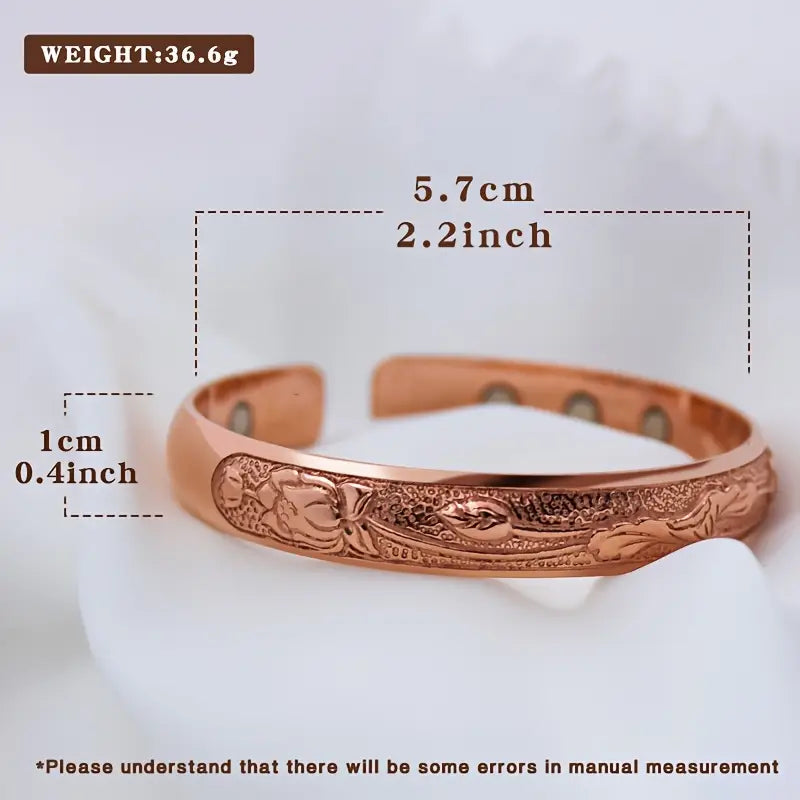 Magnetschmuck Kupfer Armband mit Rosenmotiv für Damen