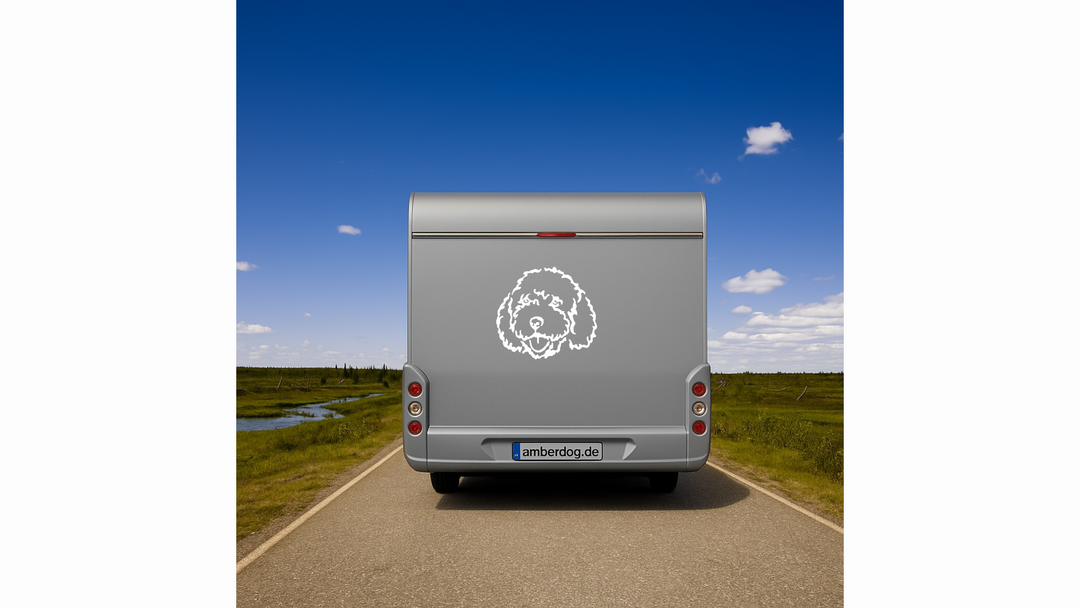 Spanischer Wasserhund Kopf Silhouette Auto Wohnmobil Aufkleber
