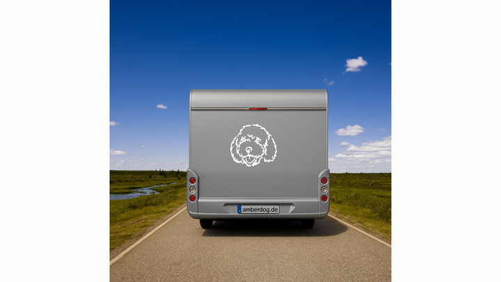 Spanischer Wasserhund Kopf Silhouette Auto Wohnmobil Aufkleber