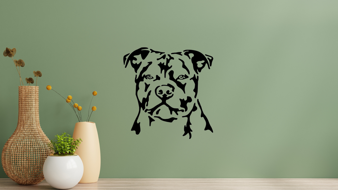 Staffordshire Bullterrier Kopf Wandtattoo Wandbild Wandsticker Wandaufkleber Wanddekoration