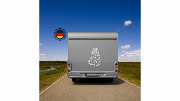 Tibet Terrier Auto Wohnmobil Aufkleber Weiß 