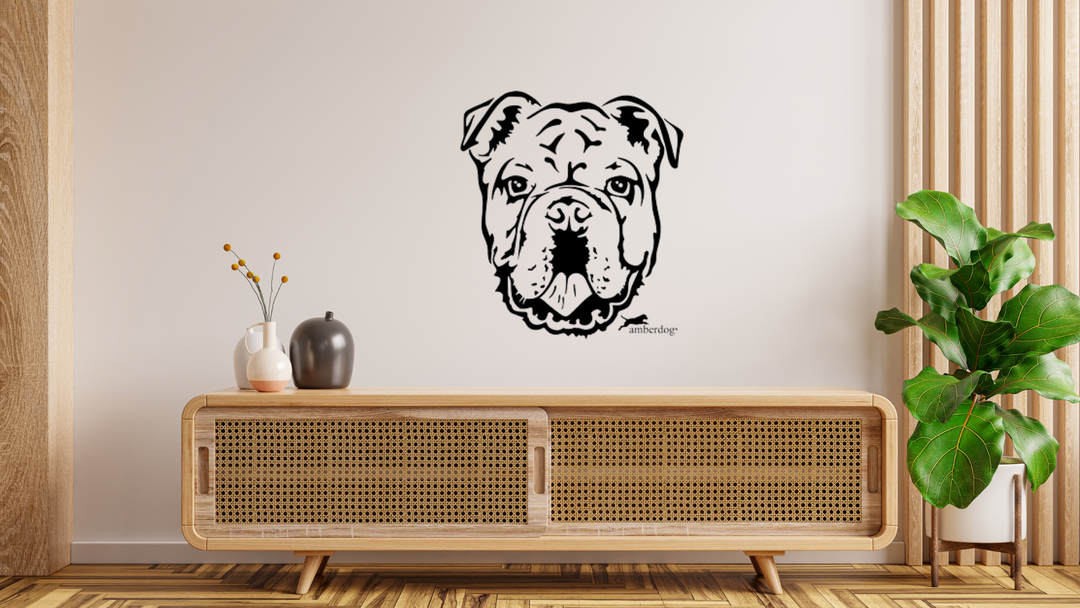 Englische Bulldogge Kopf Wandtattoo Wandbild Wandsticker Wandaufkleber Wanddekoration