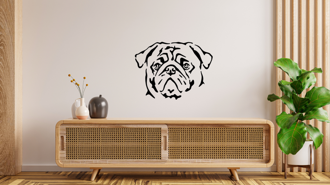 Mops Kopf Wandtattoo Wandbild Wandsticker Wandaufkleber Wanddekoration