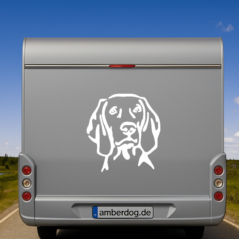 Weimaraner Kopf Auto Wohnmobil Aufkleber Weiß