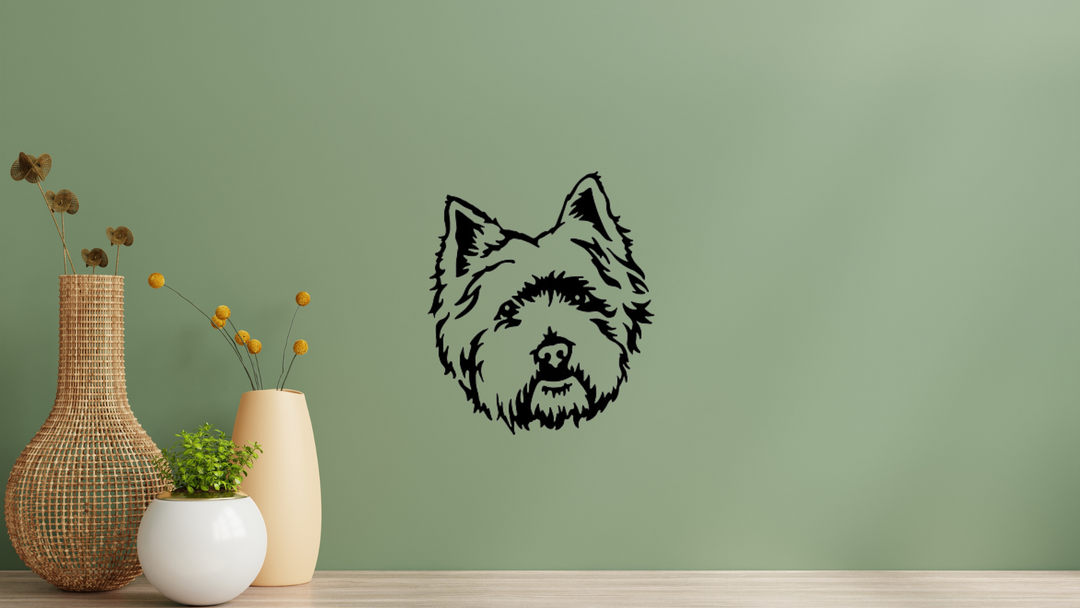 Westie West Highland White Terrier Kopf Wandtattoo Wandbild Wandsticker Wandaufkleber Wanddekoration