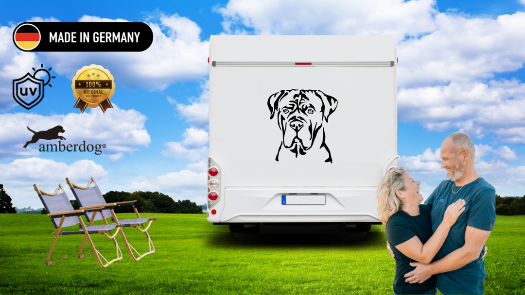 Cane Corso Kopf Aufkleber – Hochwertiger Hundeaufkleber für Auto, Wohnmobil, Wohnwagen, Glas und Wand – UV-beständig, wetterfest – Verschiedene Größen und Farben