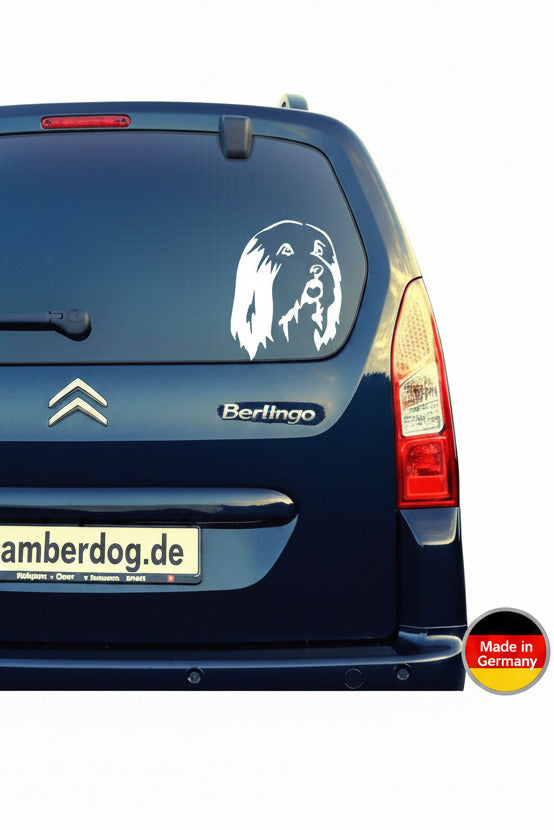 Bearded Collie Kopf Aufkleber weiss am Auto - Hund Autoaufkleber amberdog