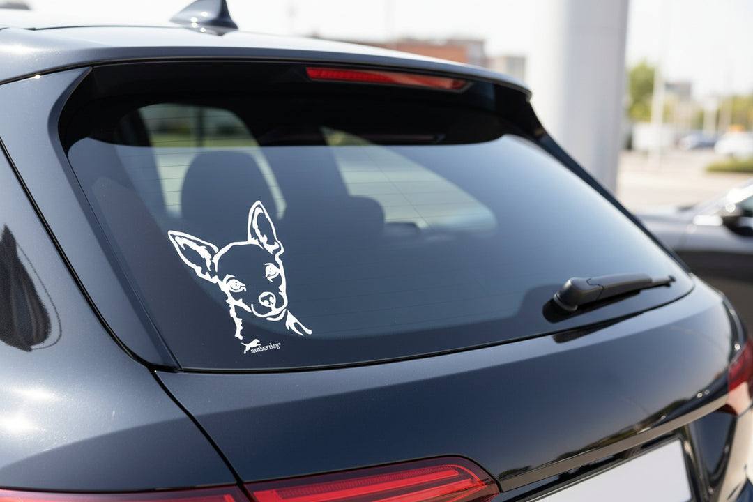 chihuahua Aufkleber in weiß für Auto