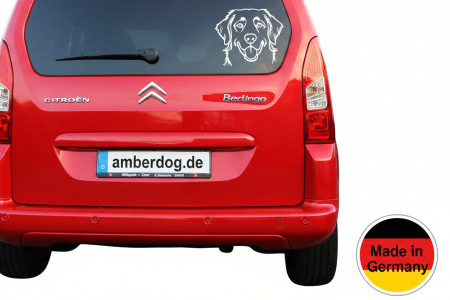 Duck Tolling Retriever Kopf Aufkleber weiss am Auto - Hund Autoaufkleber amberdog