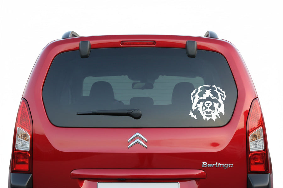 Kaukasier Kopf Aufkleber weiss am Auto - Hund Autoaufkleber amberdog