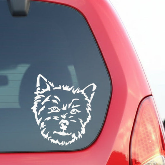 Norwich Terrier Kopf Aufkleber weiss am Auto - Hund Autoaufkleber amberdog