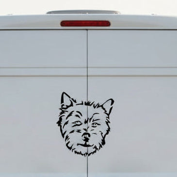 Norwich Terrier Kopf Aufkleber schwarz am Wohnmobil - Hund Autoaufkleber amberdog