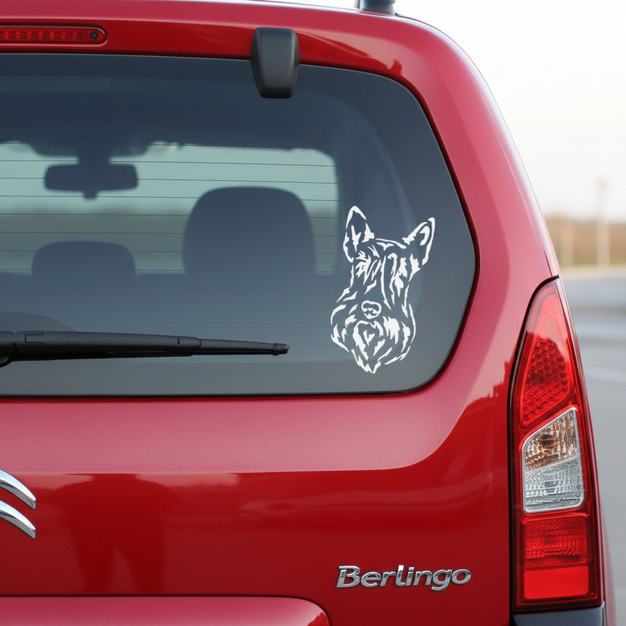 Scottish Terrier Kopf Aufkleber weiss am Auto - Hund Autoaufkleber amberdog